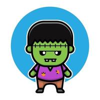 diseño lindo personaje de traje de mascota de frankenstein vector