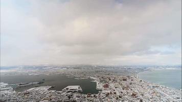 bellissimo paesaggio dall'alto della città di hakodate nell'hokkaido in giappone video
