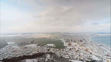 Beautiful landscape top of view at Hakodate city in Hokkaido Japan video