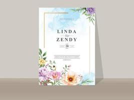 romantic floral hand drawn wedding invitations template vector