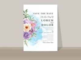 plantilla de invitaciones de boda dibujada a mano floral romántico vector