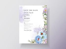 romantic floral hand drawn wedding invitations template vector