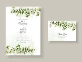 Greenery floral hand drawn wedding invitation template