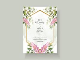 hermosa plantilla de invitación de boda floral vector