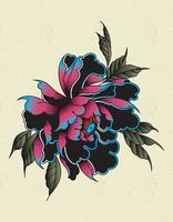 peony tattoo old school vector