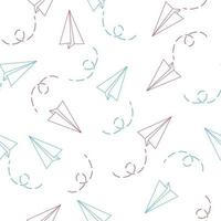 Seamless pattern with outline paper plane vector