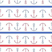 Red and blue anchor and lines seamless pattern vector