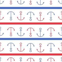 Red and blue anchor and lines seamless pattern vector