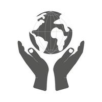 Save planet icon concept with hands holding globe vector