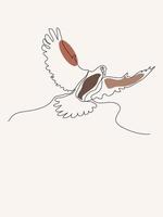 Bird One Line Art with color BOHO vector