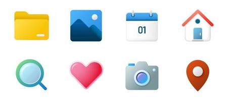 Colorful modern essential icon set in gradient style. vector