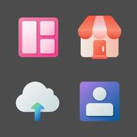 Widget, shop, cloud and account icon in gradient style. vector