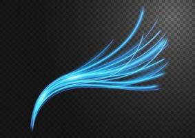 Abstract blue wavy line of light, isolated and easy to edit. Vector