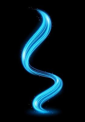 Abstract blue wavy line of light, isolated and easy to edit. Vector
