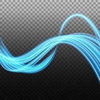 Abstract blue wavy line of light, isolated and easy to edit. Vector