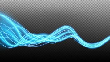 Abstract blue wavy line of light, isolated and easy to edit. Vector