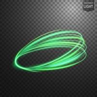 Abstract green wavy line of light, isolated and easy to edit. Vector