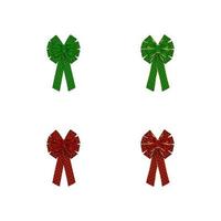 set of christmas bows with tartan texture and gold edging vector