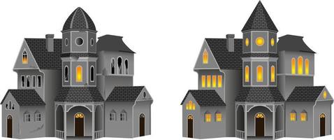 isolated old houses vector. halloween haunted houses vector