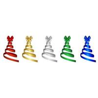 Set of Christmas tree shaped ribbons with bows vector