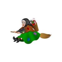 Epiphany's italian character Befana. Old woman on the broom vector