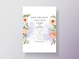 beautiful floral hand drawn wedding invitation template vector