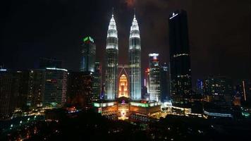 Petronas twin tower in the city at Malaysia video