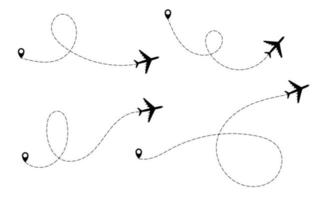 Airplane dotted route line the way airplane vector