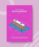 concepto de plano de autobús para banner de plantilla y volante vector