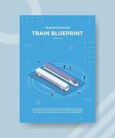 train blueprint concept for template banner and flyer vector