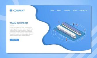 concepto de plano de tren para plantilla de sitio web o página de inicio de aterrizaje vector