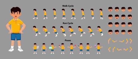 Character sprite sheet with walk cycle and run cycle sequence vector