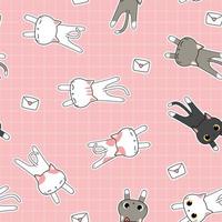 Cute cat cartoon doodle seamless pattern background wallpaper vector