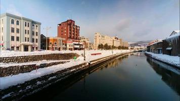 beau canal d'otaru à hokkaido en hiver video