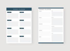 Weekly planner template. Set of planner and to do list. vector