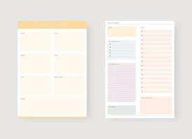 Daily and weekly planner template. Set of planner and to do list. vector