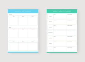 Daily meals and weekly meals planner template. vector