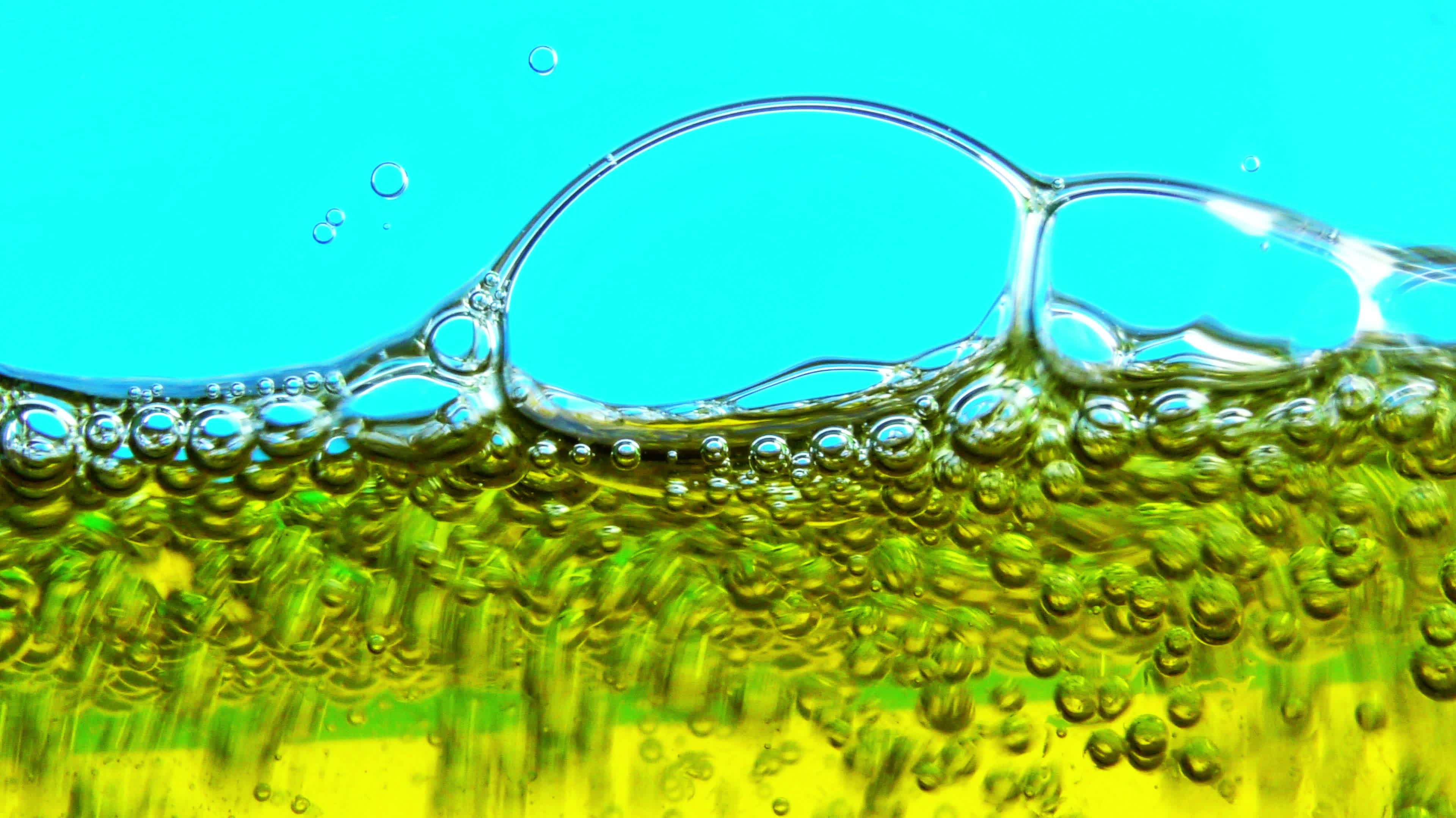 Oil and Water Mixture of Bubbles in an Aquarium 3423989 Stock Video at