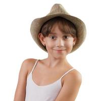 chica encantadora con un sombrero de paja foto