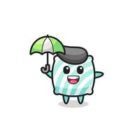 cute pillow illustration holding an umbrella vector