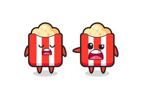 illustration of the argue between two cute popcorn characters vector
