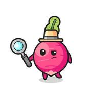 radish detective character is analyzing a case vector