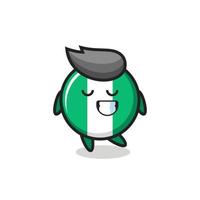 nigeria flag badge cartoon illustration with a shy expression vector