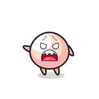 cute meatbun cartoon in a very angry pose vector