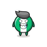 evil expression of the nigeria flag badge cute mascot character vector