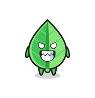 evil expression of the leaf cute mascot character vector