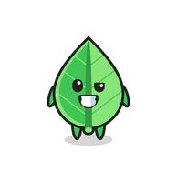 cute leaf mascot with an optimistic face vector