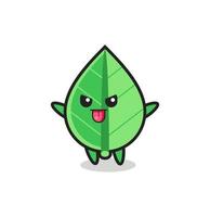 naughty leaf character in mocking pose vector