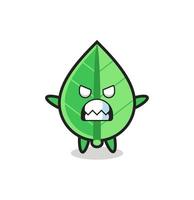 wrathful expression of the leaf mascot character vector