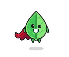 the cute leaf character as a flying superhero vector